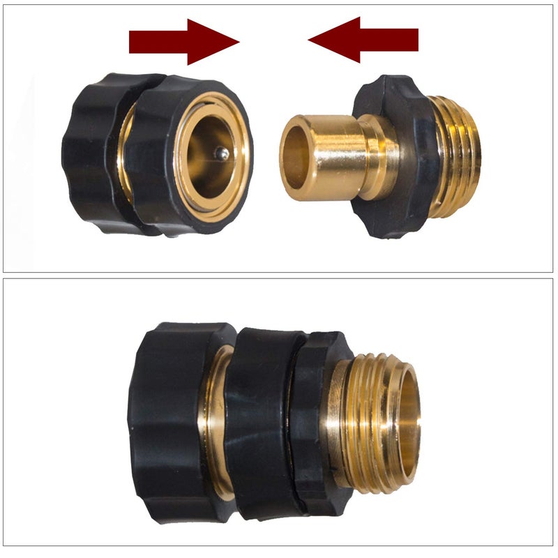 Hourleey Garden Hose Quick Connector, 3/4 Inch Male and Female Garden Hose Fitting Quick Connector, 6 Set - Image 3